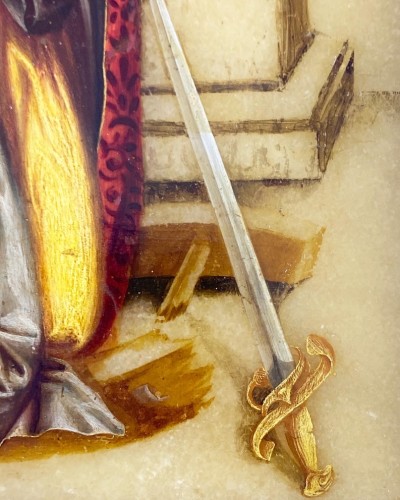  - Peinture en albâtre de Sainte Catherine d'Alexandrie,Florence 17e siècle