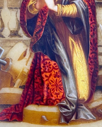 Antiquités - Peinture en albâtre de Sainte Catherine d'Alexandrie,Florence 17e siècle