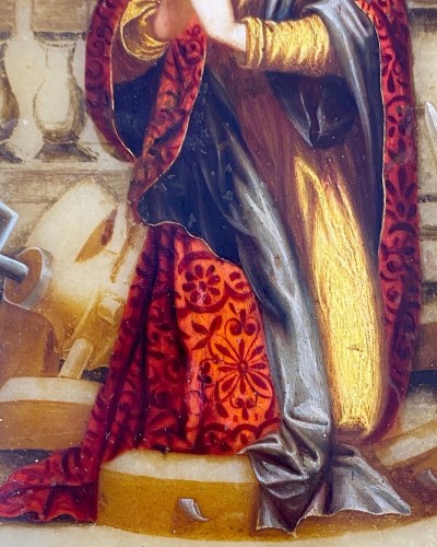 Antiquités - Alabaster painting of Saint Catherine. Florentine, 17th century.