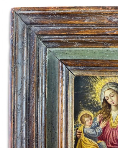 Cabinet painting of the virgin &amp; child. Spanish, mid 17th century. - 