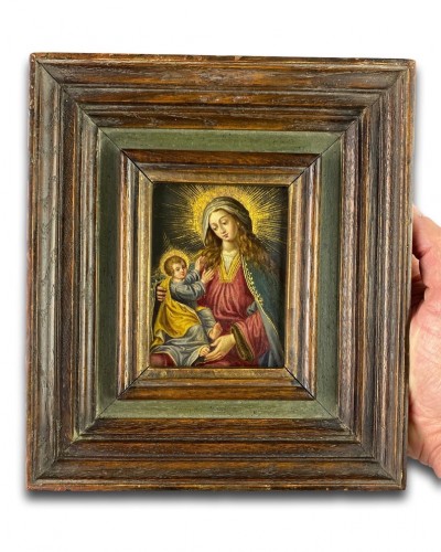  - Cabinet peinture de la vierge et de l'enfant. Espagnol, milieu du 17e siècle