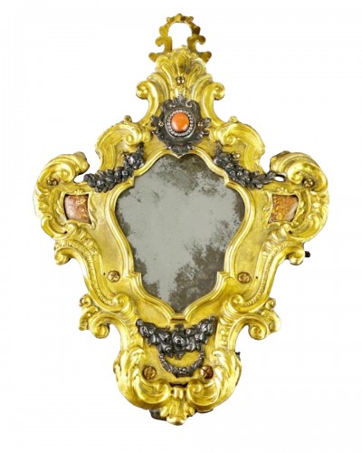 Ormolu coral mirror. Italian, mid 18th century.