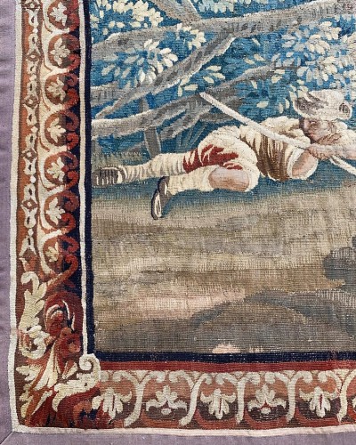 18th century - Pastoral tapestry family in a woodland garden. Aubusson, c.1760-1770.