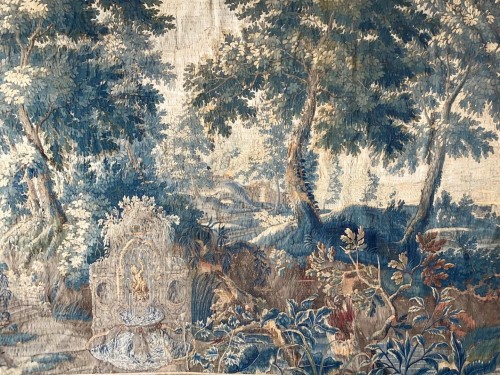 Antiquités - Verdure garden landscape tapestry with a fountain. Flemish, c.1680.
