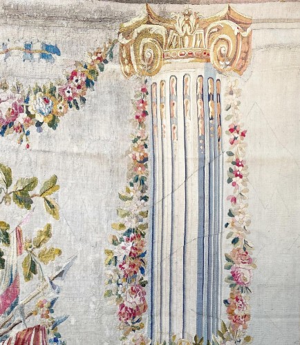 18th century - Column tapestry in the style of J.B Huet. Aubusson, c.1780.