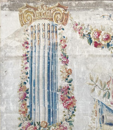 Tapisserie à colonnes dans le goût de J.B Huet. Aubusson, vers 1780. - 