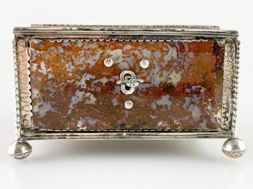 Silver moss agate casket. South German, late 17th century. - 