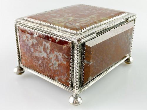  - Silver moss agate casket. South German, late 17th century.