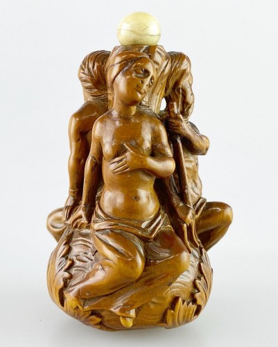 Curiosities  - Boxwood Poseidon flask. French, late 17th century.