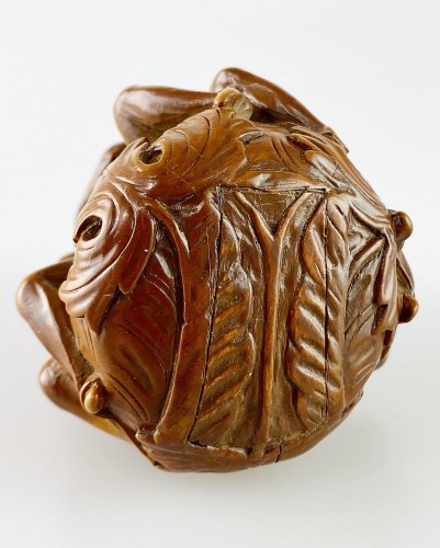  - Boxwood Poseidon flask. French, late 17th century.