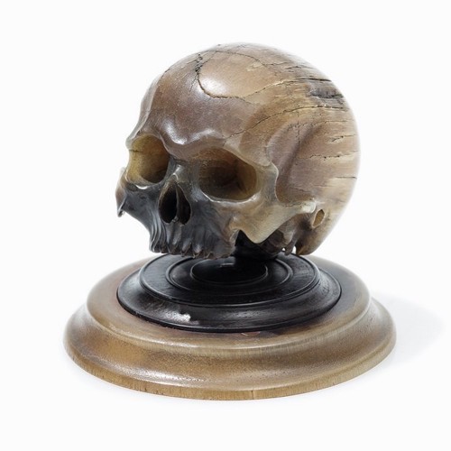 17th century - Horn carving of a skull. German, mid 17th century.