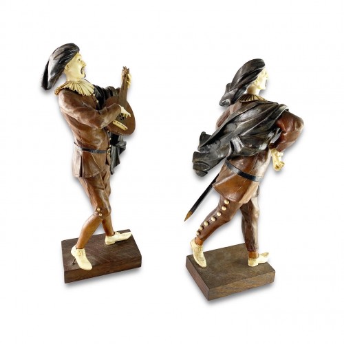 Objet de décoration  - Figures de bois et d'os, d'après Simon Troger (1693-1768).- Autriche XVIIIe siècle