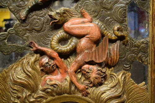 Antiquités - Paire de reliefs en bois de Saint Michel et Laurent,  Espagne 17e siècle