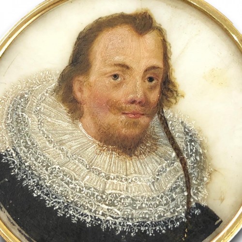 Portrait miniature recto-verso sur albâtre - Europe du Nord XVIIe siècle - Matthew Holder