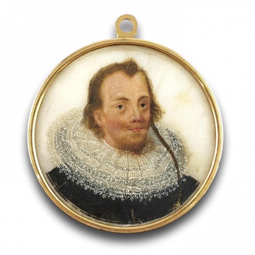 Antiquités - Double sided portrait miniature on alabaster. Northern Europe, 17th century