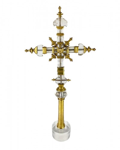 Important rock crystal processional cross, Spain 13th/14th century