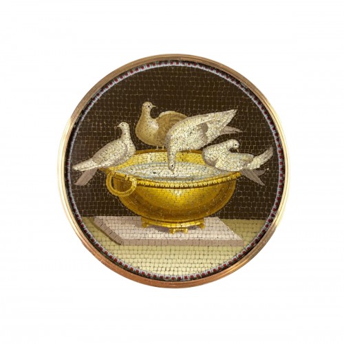 Micromosaic doves of Pliny by Giacomo Raffaelli, Italy 18th century