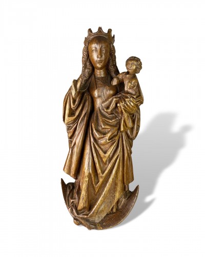 Oak Virgin and Child on a Crescent Moon. Bourgogne, early 16th century.