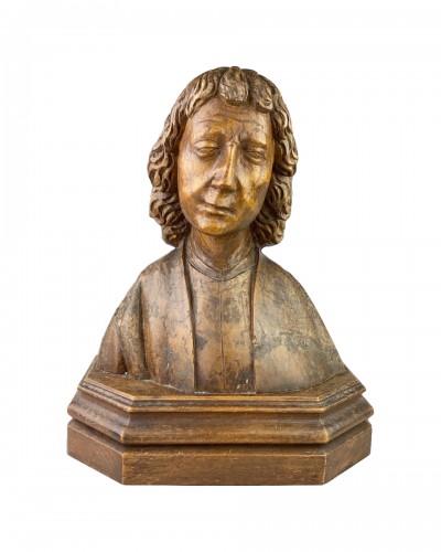 Oak bust of Saint John the Evangelist. French, 15th century.