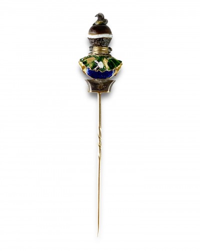 Antique Jewellery  - Stick pin with an agate &amp; enamel bust of a Moorish Prince. French, 18th cen