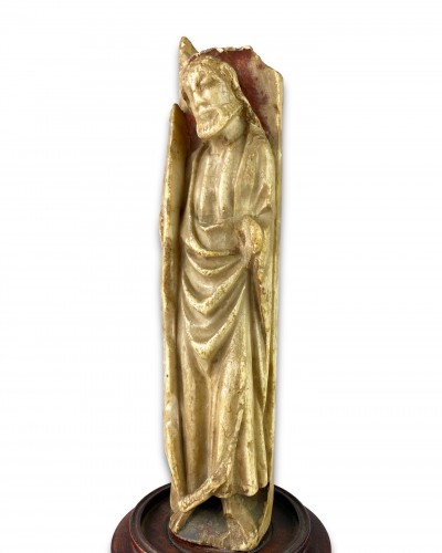 Antiquités - Nottingham alabaster of a male Saint. English early 15th century