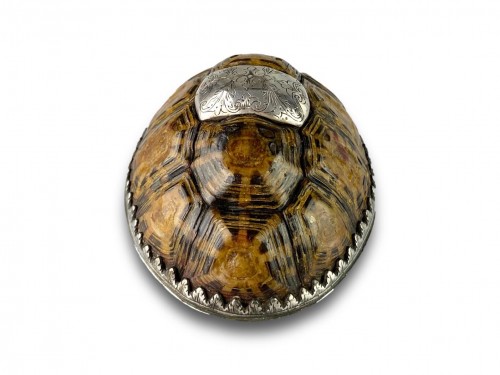 Antiquités - Tabatière en forme de tortue étoilée en argent, début du XVIIIe siècle