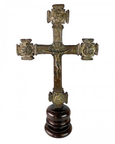 Renaissance gilt copper processional cross. Italian, 15th - 16th centuries.