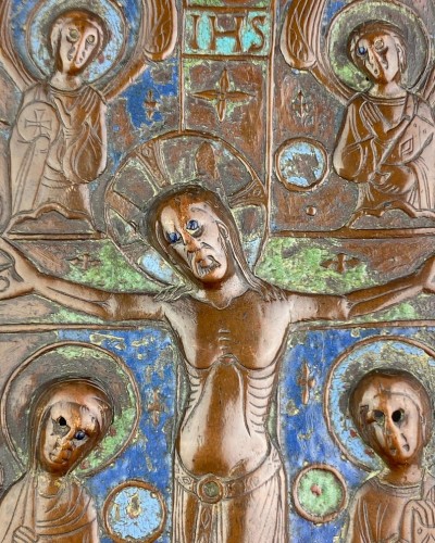 11th to 15th century - Champlevé enamel book cover with the Crucifixion. Limoges, France, c.1200.