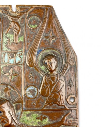 Champlevé enamel book cover with the Crucifixion. Limoges, France, c.1200. - 