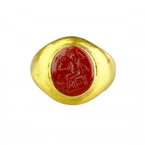 Ring with a jasper intaglio of Jupiter. The intaglio, 1st - 2nd century AD.