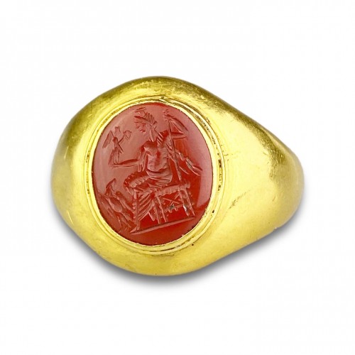 BC to 10th century - Ring with a jasper intaglio of Jupiter. The intaglio, 1st - 2nd century AD.