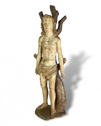 Limewood sculpture of Saint Sebastia, North Italian mid 16th century - Religious Antiques Style 