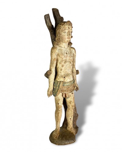 XVIe siècle et avant - Sculpture en bois de tilleul de Saint Sébastien, Nord de l'Italie XVIe siècle