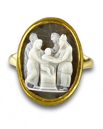Ring with a cameo of the presentation in the temple. Italian, around c.1600 - Antique Jewellery Style 