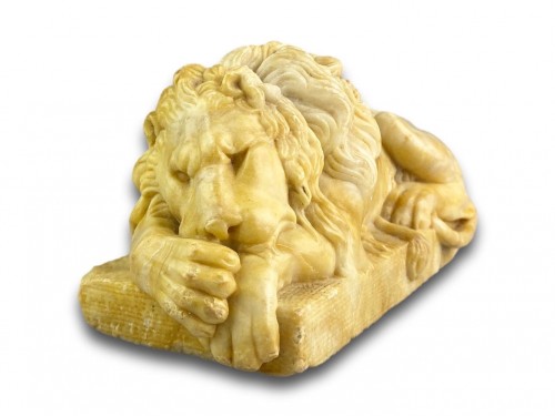 Paire de lions de Canova en albâtre, Italie XIXe siècle - Sculpture Style 