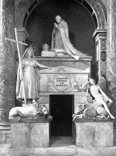  - Grand tour alabaster sculptures of Canova’s lions. Italian, 19th century.