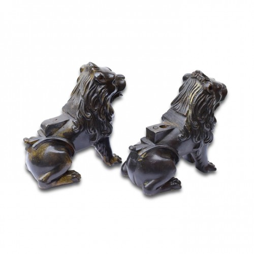  - Matched pair of Renaissance bronze lions. Italian, 16th, 17th century