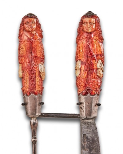  - Rare pair of amber handled marriage cutlery. Northern Germany, 17th century