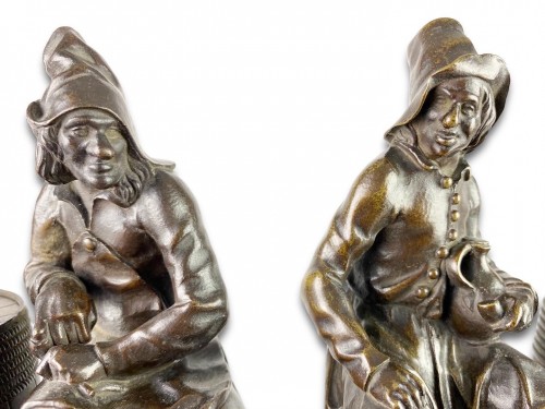 Pair of bronze smoking companions, manner of Pierre Xavery. Dutch, 18th cen - 