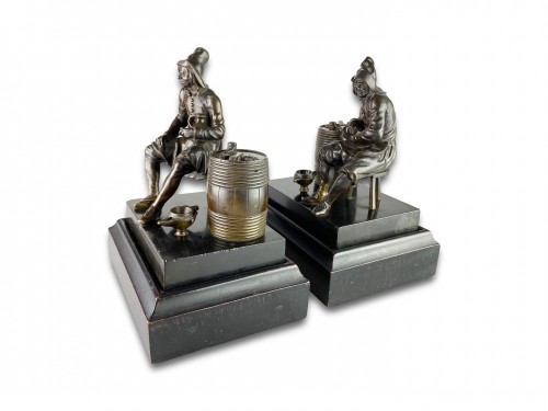  - Pair of bronze smoking companions, manner of Pierre Xavery. Dutch, 18th cen