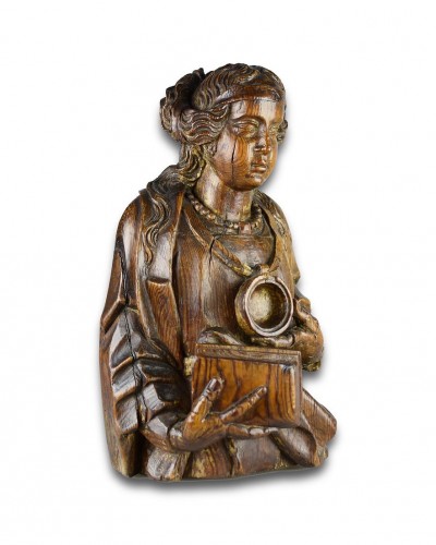 Antiquités - Buste reliquaire d'une sainte, France fin XVIe début XVIIe siècle