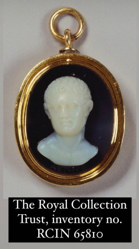Antiquités - Agate cameo ring with a bust of a Julio-Claudian Prince,  Italy 18th century