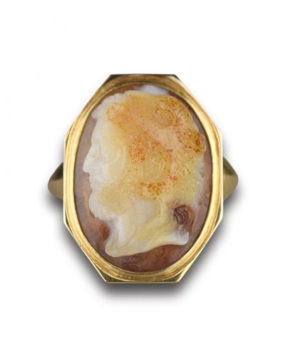 Bijouterie, Joaillerie  - Camée Sardonyx avec un profil d'Hercule, Italie fin XVIIIe siècle.