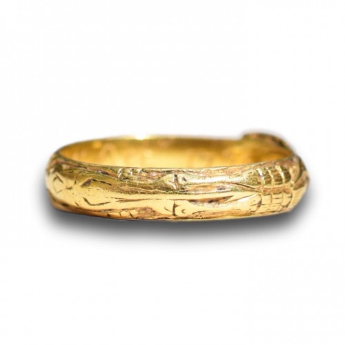  - Bague de deuil squelette géorgienne sertie d'un diamant jaune antique