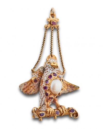 Pendentif en or et émail en forme de colombe, Espagne XVIe - XVIIe siècle - Bijouterie, Joaillerie Style 