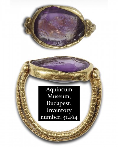 Bague en or de la Rome avec une intaille nicolo d'un Bacchus barbu en hermès - Archéologie Style 