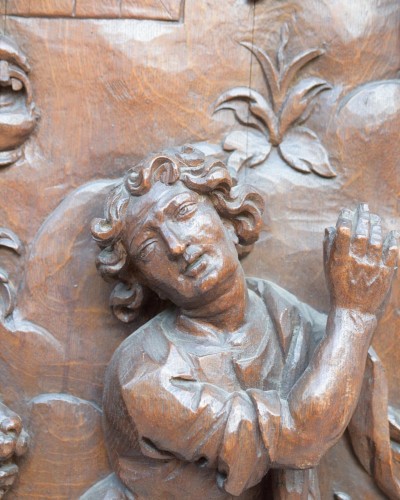  - Relief en chêne de Daniel dans la fosse aux lions - Allemagne XVIIe siè