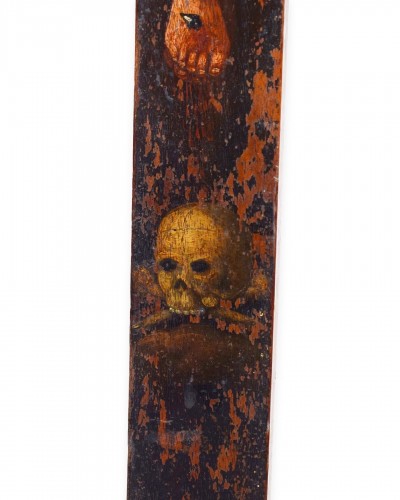 17th century - Walnut crucifix painted with the Cristo Vivo. Spain mid 17th century.