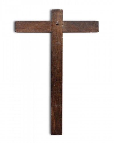  - Walnut crucifix painted with the Cristo Vivo. Spain mid 17th century.