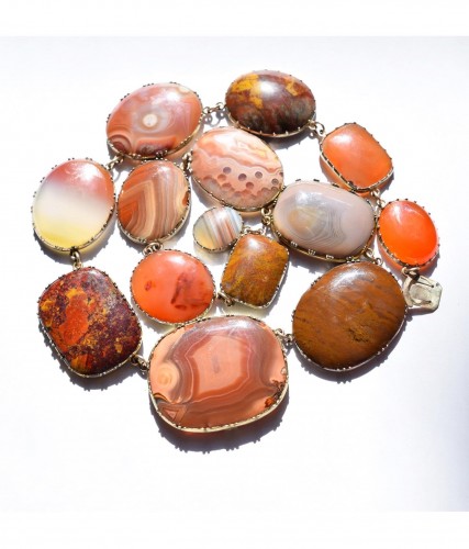 XIXe siècle - Agates montées en collier, Angleterre début du XIXe siècle et plus tard